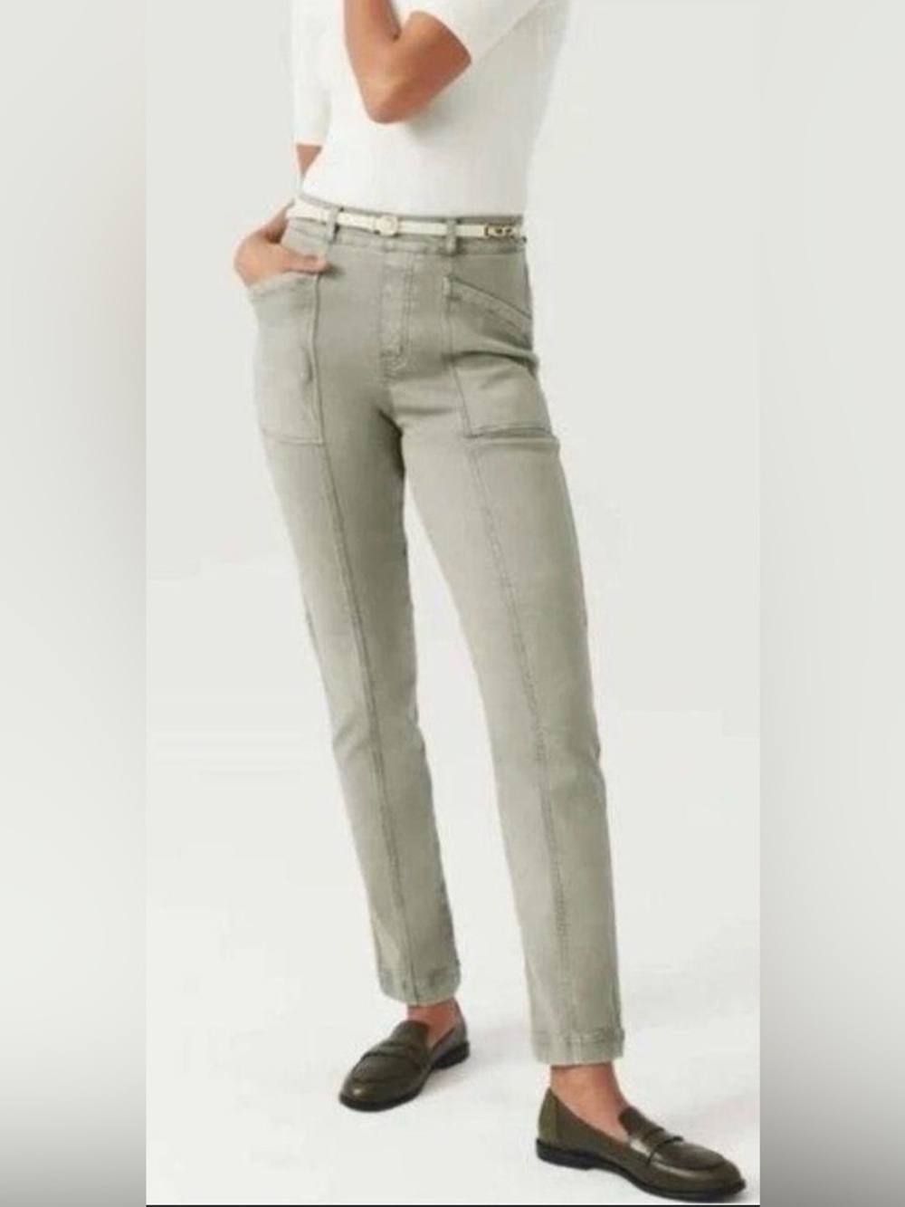 Spanx Stretch Twill Pants Jeans Light Olive Green XS